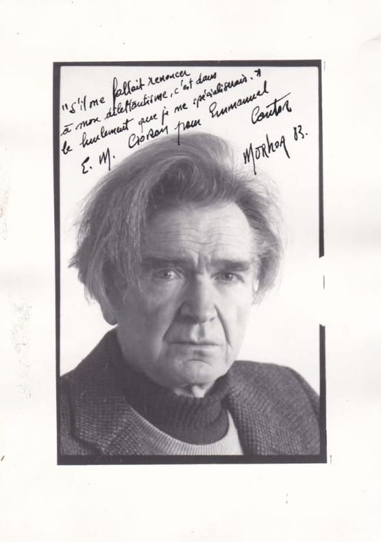 MOHROR (David). | Portrait photographique de Cioran. Tirage argentique original, sans cachet ni date (14 x 9 cm, 1983).