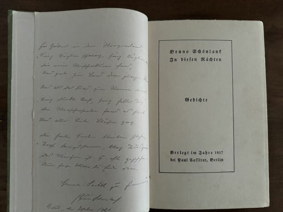 SHONLANK (Bruno). | In diesen Nächten. Gedochte von Bruno Schönlank.