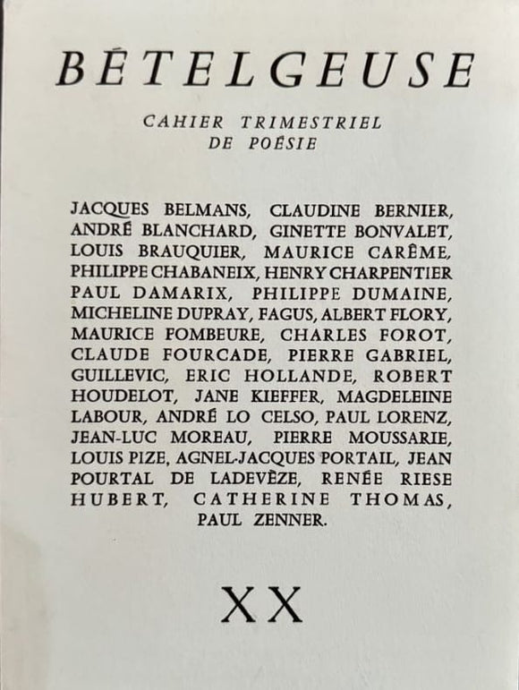 COLLECTIF. | Bételgeuse. Cahier trimestriel de poésie, n° XX (1972).