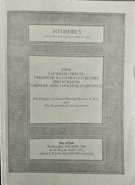 SOTHEBY'S | Catalogue of Fine Japanese Prints, Japanese Illustrated Books, Japanese Screens, Japanese Paintings and Drawings, and Chinese Paintings... 2nd April 1980.