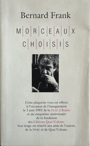 FRANK (Bernard). | Morceaux choisis.