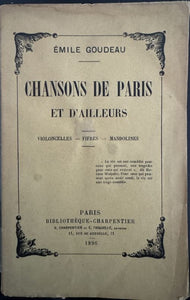 GOUDEAU (Emile). | Chansons de Paris et d'ailleurs. Violoncelles, Fifres, Mandolines.