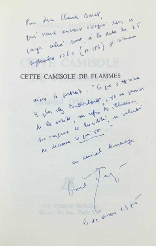 MATZNEFF (Gabriel). | Cette camisole de flammes (Journal 1953-1962).