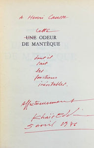 KHAIR-EDDINE (Mohammed). | Une odeur de mantèque. Roman.