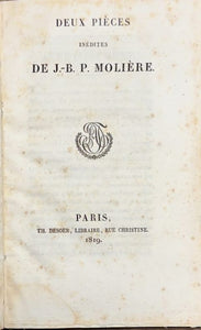 MOLIERE. | Deux pièces inédites de J.-B. P. Molière.