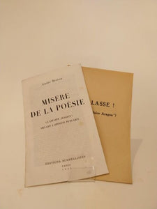 ARAGON BRETON (André). | Misère de la poésie. "L'Affaire Aragon" devant l'opinion publique - Paillasse ! (Fin de "l'Affaire Aragon").