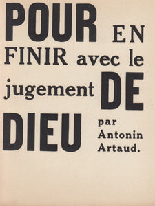 ARTAUD (Antonin). | Pour en finir avec le jugement de Dieu.