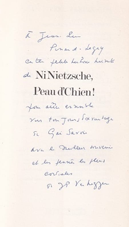 VERHEGGEN (Jean-Pierre). | NiNietzsche, Peau d'Chien ! : Fiction (Limagimère).