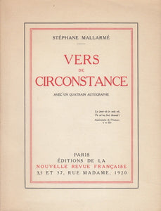 MALLARME (Stéphane). | Vers de circonstance. Avec un quatrain autographe.