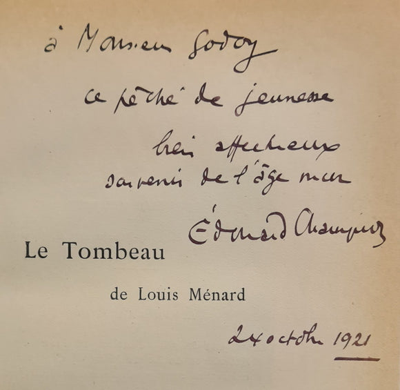 MENARD (Louis) CHAMPION (Edouard). | Le Tombeau de Louis Ménard. Monument du souvenir.