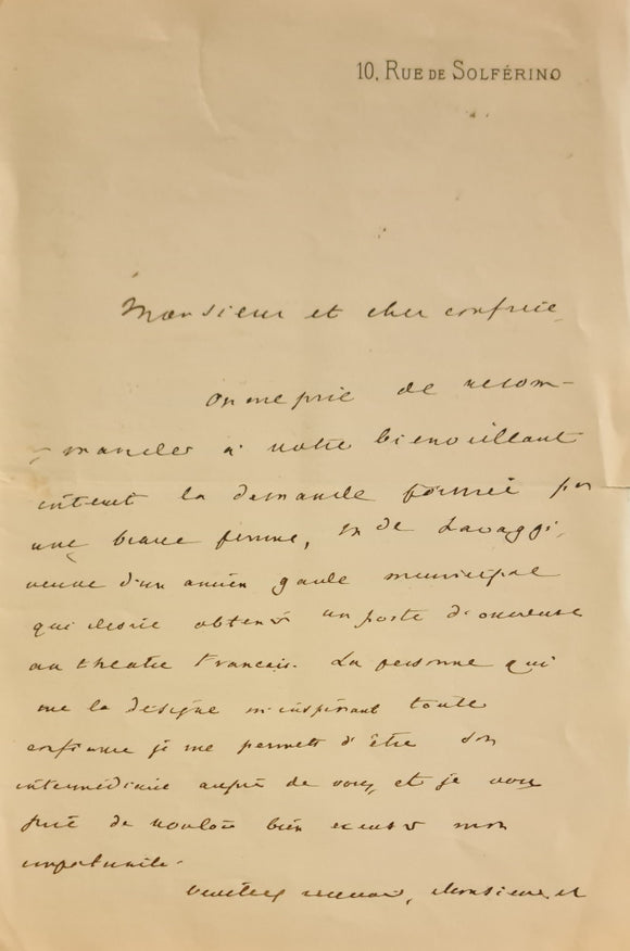 BROGLIE (Duc de). | Lettre autographe signée adressée à Jules Claretie.